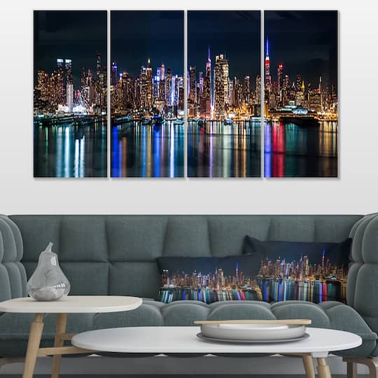 Designart - New York Midtown Night Panorama